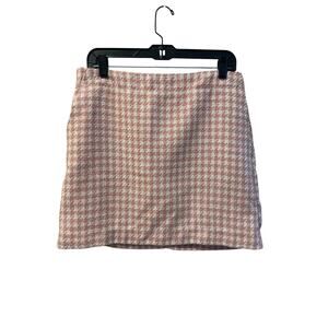 Women’s The Loft Pink Houndstooth Clueless Mini Skirt. Size 8